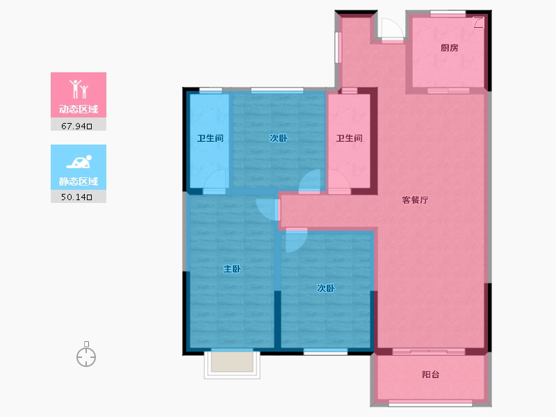 湖南省-湘潭市-锴鑫森林雅园-105.48-户型库-动静分区