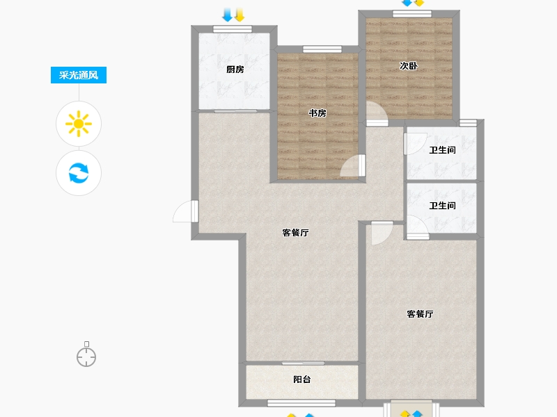 河北省-衡水市-隆江华府-110.39-户型库-采光通风