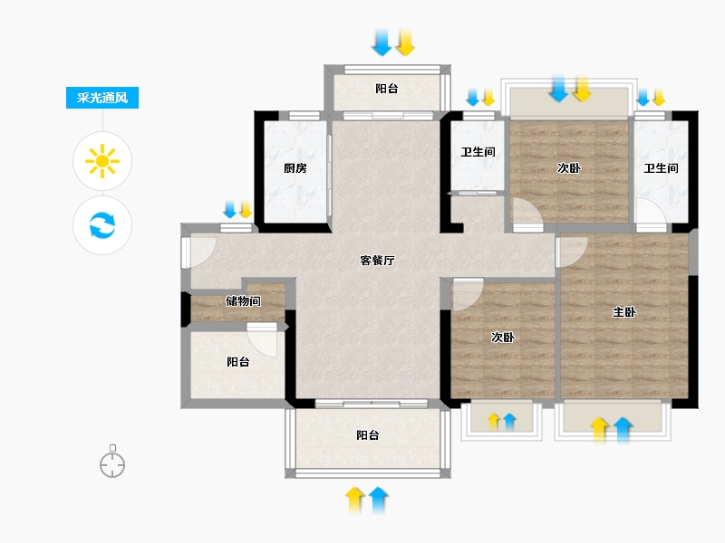 广西壮族自治区-贵港市-星耀碧桂园城市之光-91.58-户型库-采光通风