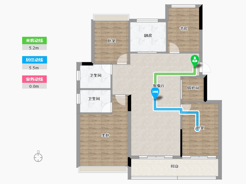 浙江省-杭州市-明石东潮府住宅-110.71-户型库-动静线