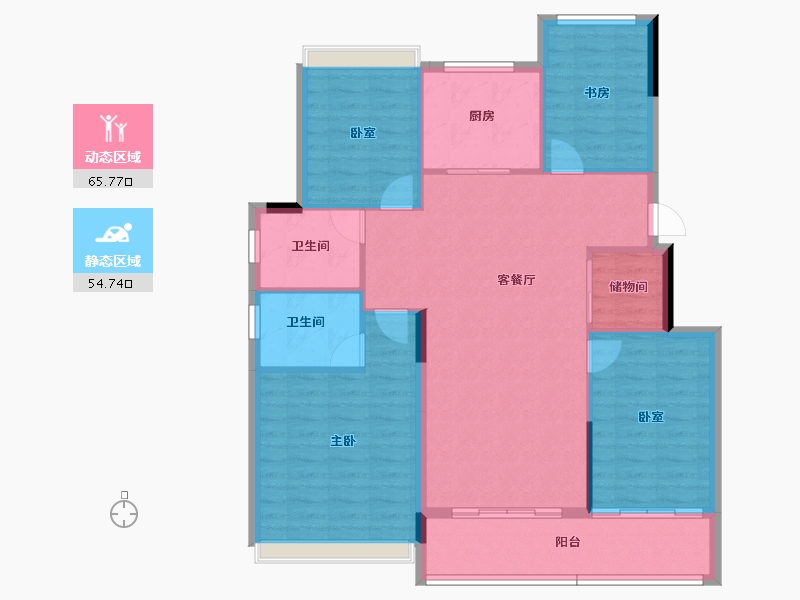 浙江省-杭州市-明石东潮府住宅-110.71-户型库-动静分区