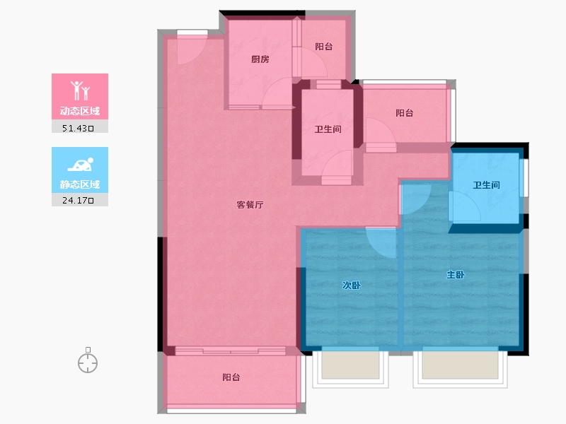 广西壮族自治区-贵港市-星耀碧桂园城市之光-66.44-户型库-动静分区