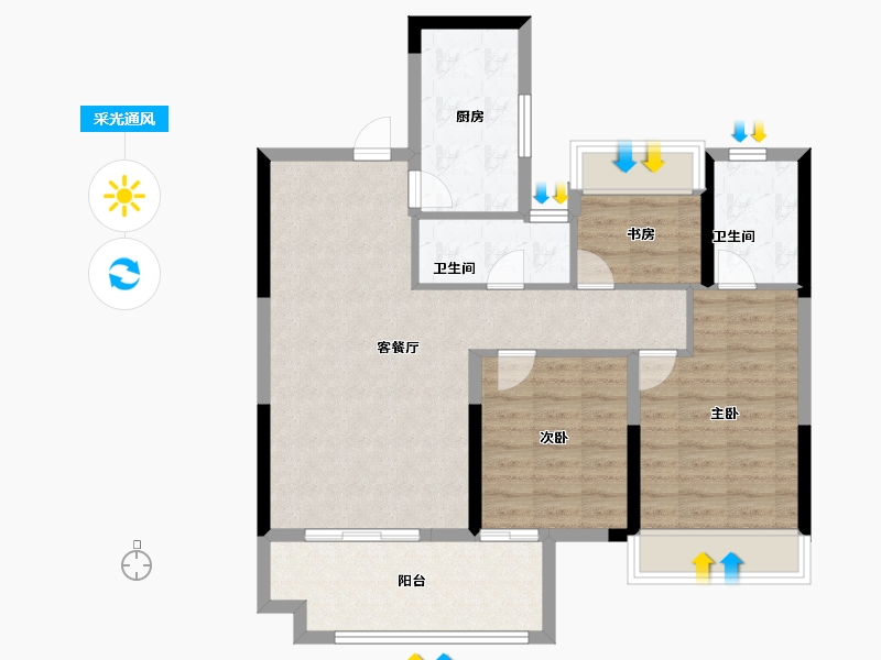 安徽省-宿州市-国建京御府-84.80-户型库-采光通风