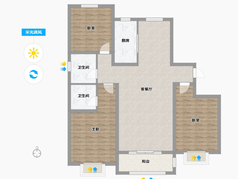 河北省-衡水市-金桥书香苑-109.68-户型库-采光通风