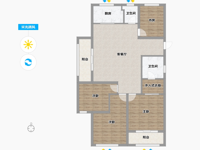 浙江省-杭州市-众安白马御府-111.26-户型库-采光通风