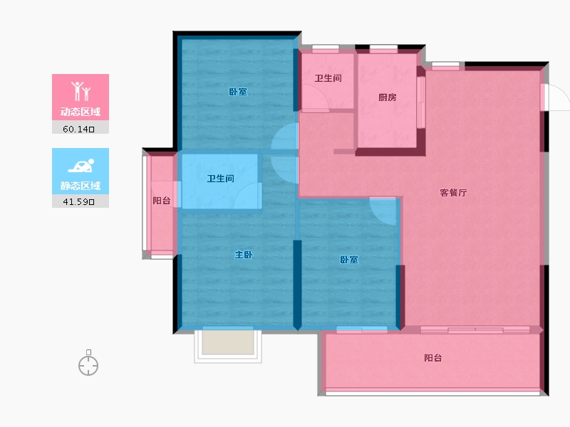 湖北省-黄石市-观澜府-91.74-户型库-动静分区