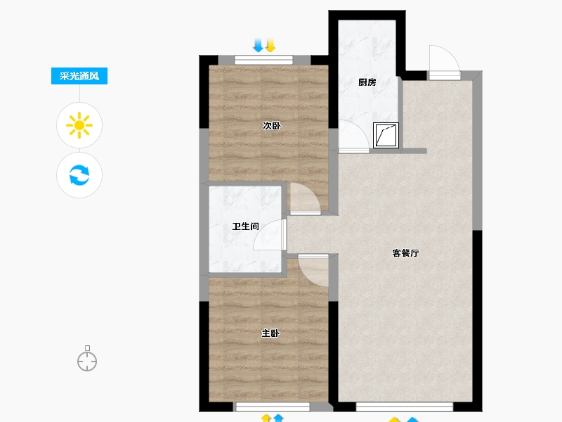 辽宁省-鞍山市-万科城市之光-65.00-户型库-采光通风