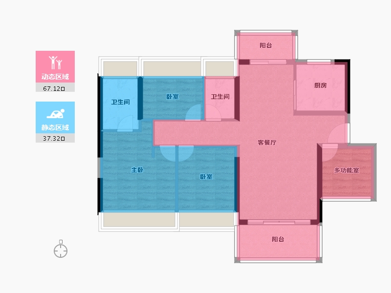 广东省-佛山市-龙光玖龙湾-93.47-户型库-动静分区