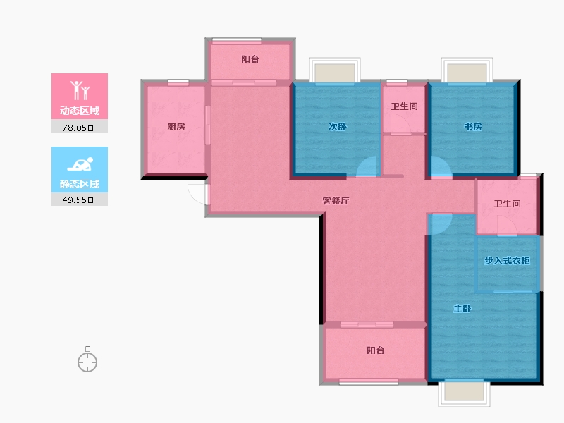 湖南省-湘潭市-长房潭房时代公馆-114.39-户型库-动静分区