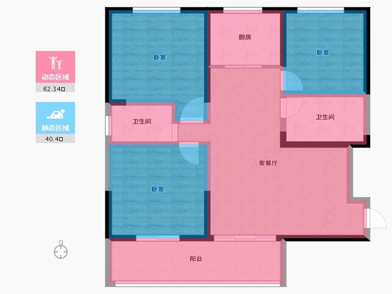 陕西省-咸阳市-中昌·如意城-91.42-户型库-动静分区