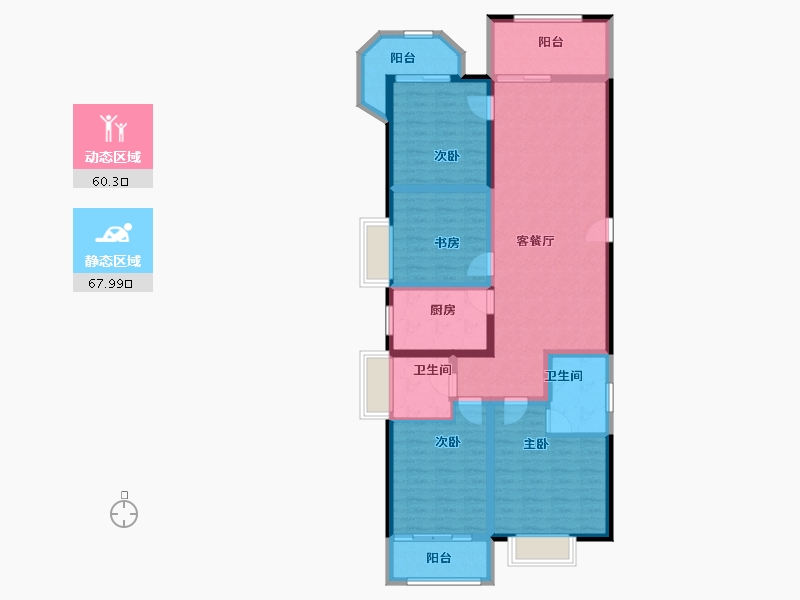 云南省-昆明市-金泰国际Ⅲ期名门-114.14-户型库-动静分区