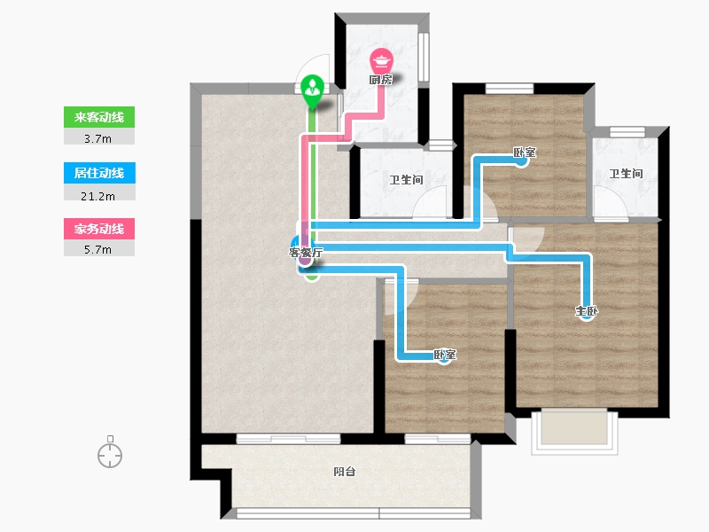 湖北省-黄石市-观澜府-84.85-户型库-动静线