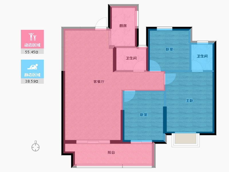 湖北省-黄石市-观澜府-84.85-户型库-动静分区