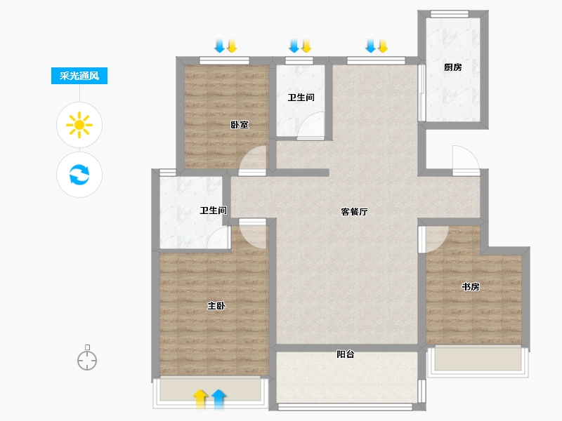 河南省-安阳市-新城国际五期-102.41-户型库-采光通风