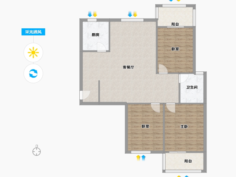 河南省-新乡市-金谷时代广场-130.00-户型库-采光通风