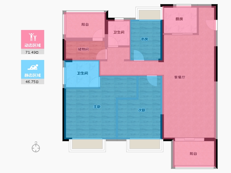 安徽省-合肥市-金辉庐州云著菩-106.39-户型库-动静分区