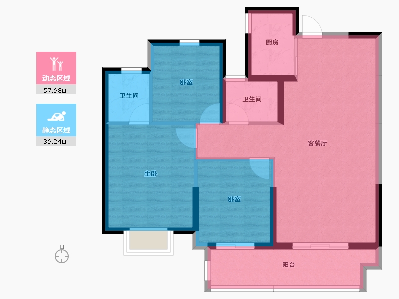 湖北省-黄石市-观澜府-87.66-户型库-动静分区