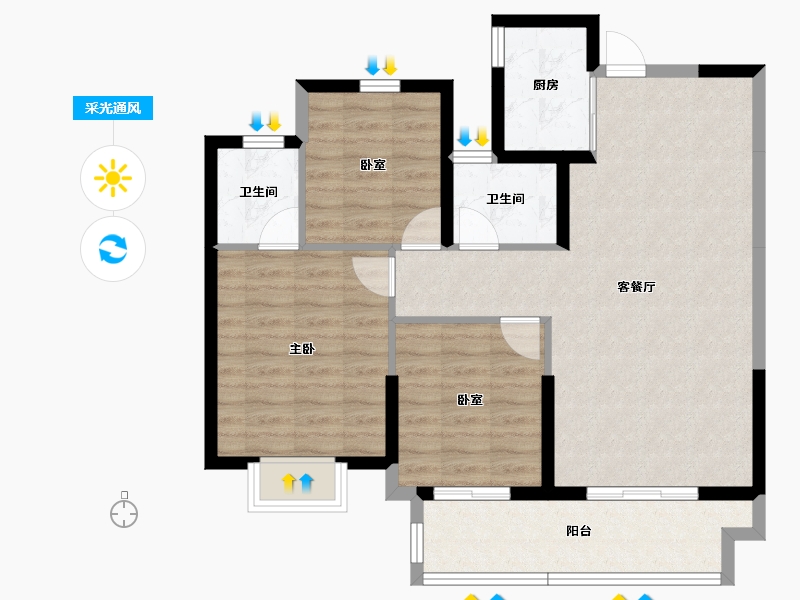 湖北省-黄石市-观澜府-87.66-户型库-采光通风