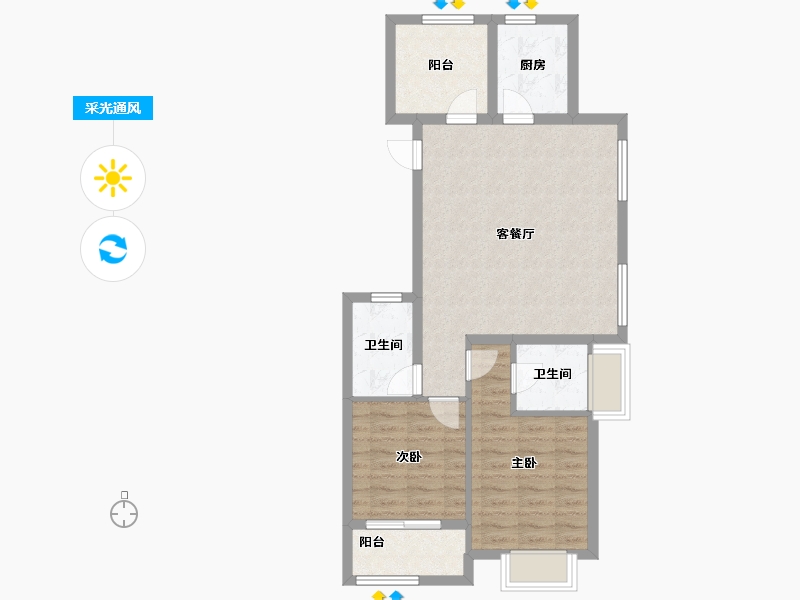 浙江省-杭州市-众安白马御府-73.52-户型库-采光通风