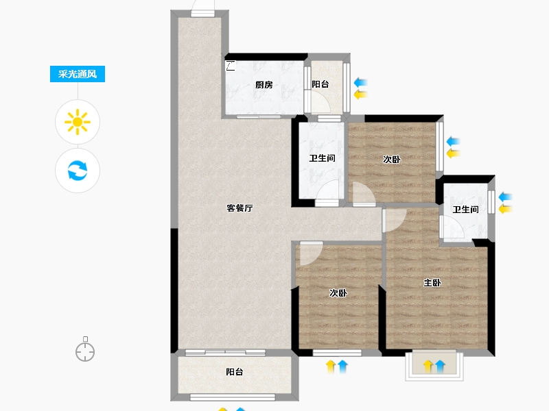 湖南省-株洲市-顺凯公馆-92.00-户型库-采光通风