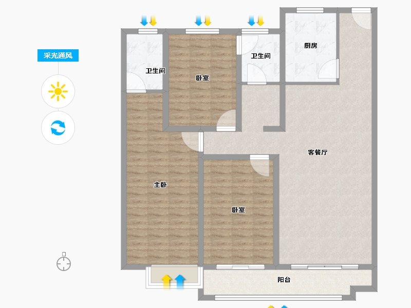 河南省-南阳市-安泰·荣盛公馆-122.40-户型库-采光通风