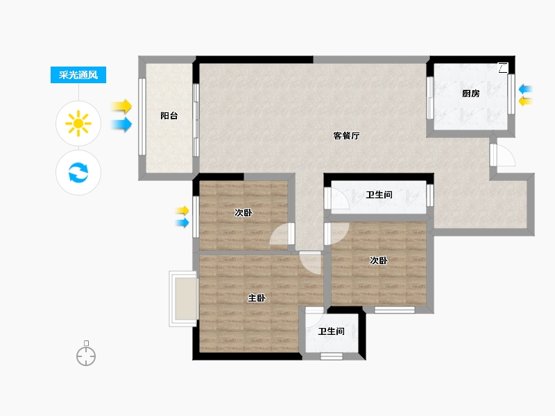 湖南省-湘潭市-锴鑫森林雅园-96.90-户型库-采光通风