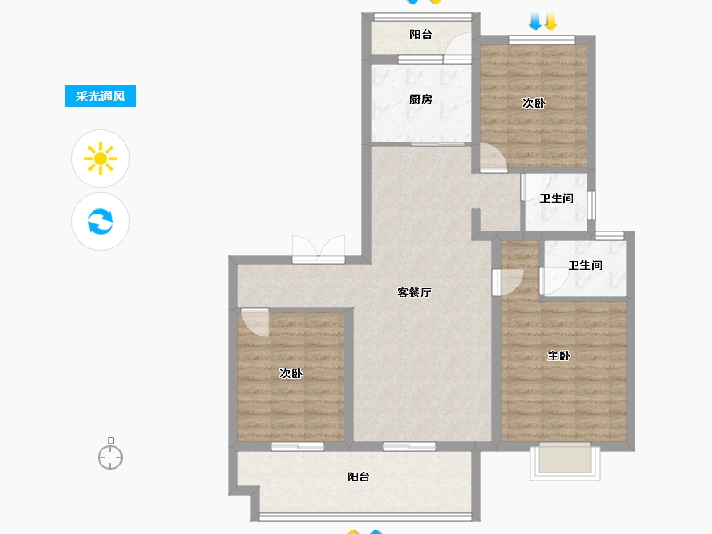 山西省-运城市-阅山府-103.65-户型库-采光通风