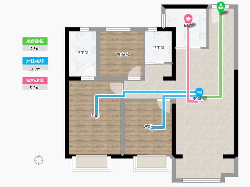 河北省-邯郸市-美的天正智慧城-88.59-户型库-动静线