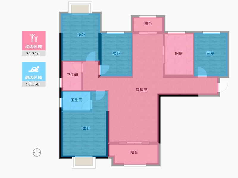 湖南省-湘潭市-长房潭房时代公馆-113.94-户型库-动静分区