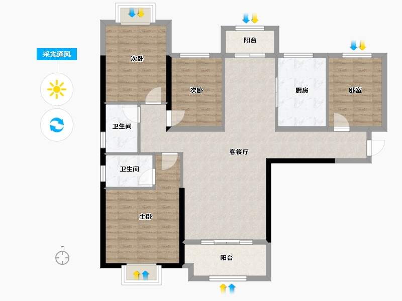 湖南省-湘潭市-长房潭房时代公馆-113.94-户型库-采光通风