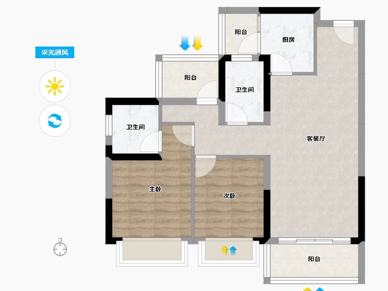 广西壮族自治区-贵港市-星耀碧桂园城市之光-68.49-户型库-采光通风