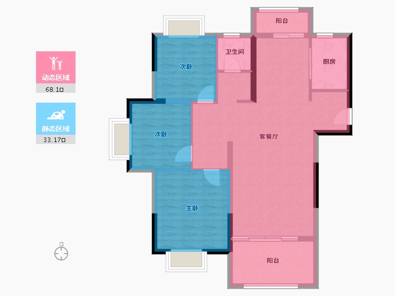 河南省-开封市-奇瑞·金域华府-91.46-户型库-动静分区