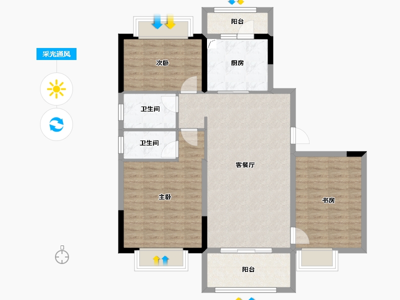 云南省-昆明市-中交碧桂园东园-96.52-户型库-采光通风