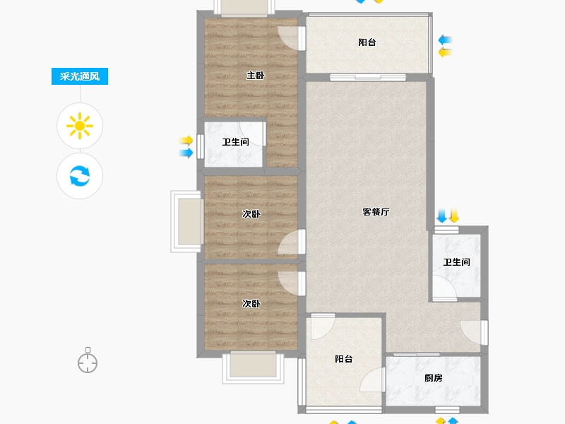 云南省-曲靖市-愿景·中国·宣威公园里康养小镇·芬芳源-90.39-户型库-采光通风