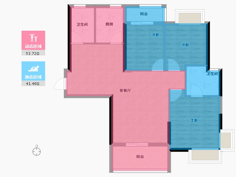 广东省-广州市-雅宝新城-85.60-户型库-动静分区