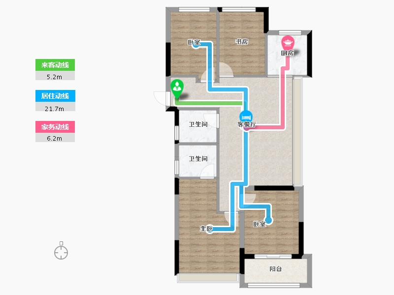 浙江省-杭州市-明石东潮府住宅-93.27-户型库-动静线