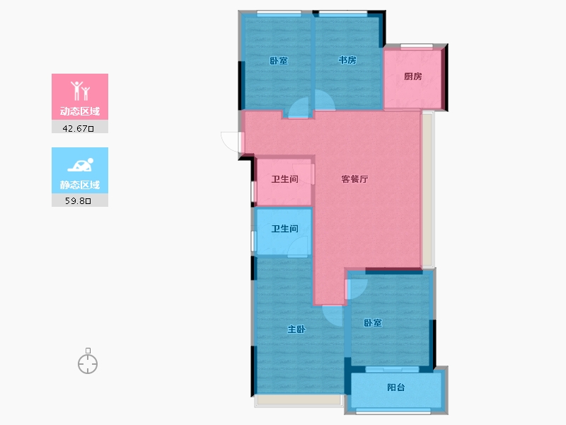 浙江省-杭州市-明石东潮府住宅-93.27-户型库-动静分区