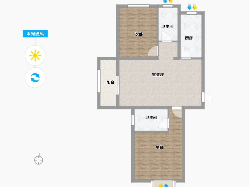 河北省-衡水市-隆江华府-80.80-户型库-采光通风