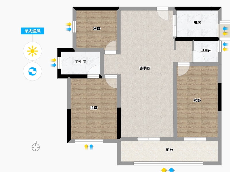 四川省-资阳市-香榭里公园-90.78-户型库-采光通风