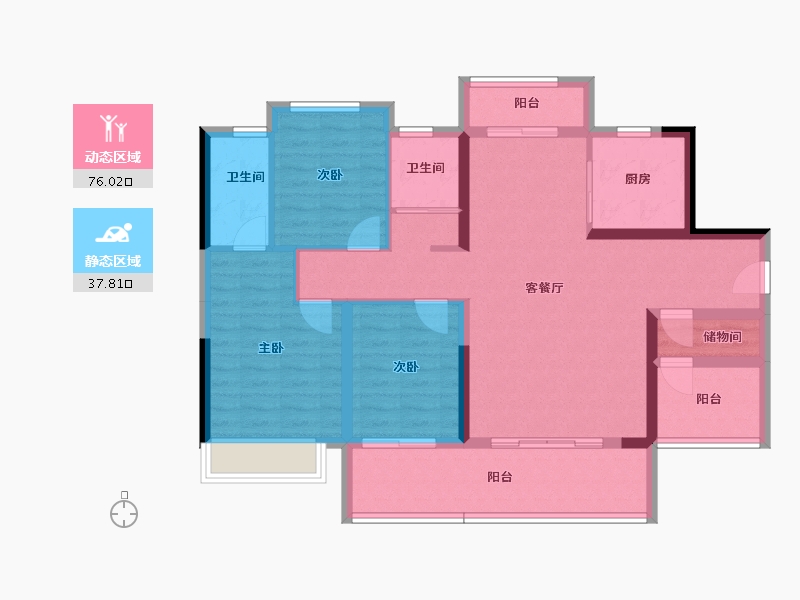 广东省-河源市-碧桂园凤凰台-101.46-户型库-动静分区