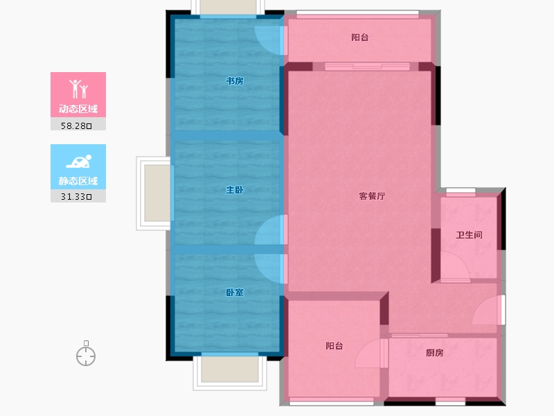 云南省-曲靖市-愿景·中国·宣威公园里康养小镇·芬芳源-79.52-户型库-动静分区