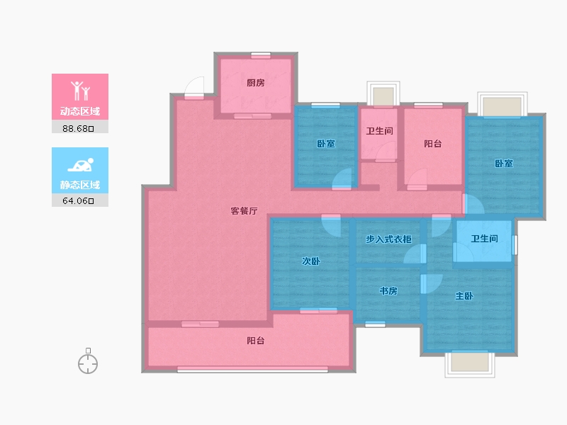 江苏省-苏州市-城南花苑-134.40-户型库-动静分区