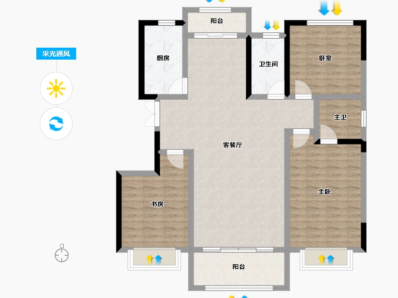 湖南省-湘潭市-城发樟树湾-108.97-户型库-采光通风