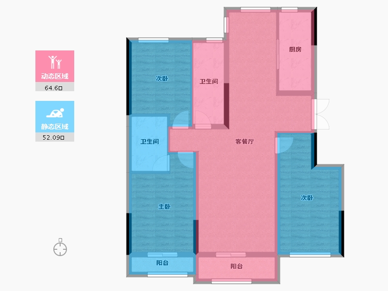 辽宁省-营口市-富甲·甲天下-104.45-户型库-动静分区