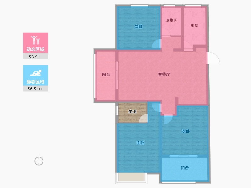 江苏省-徐州市-睢宁万园-107.33-户型库-动静分区