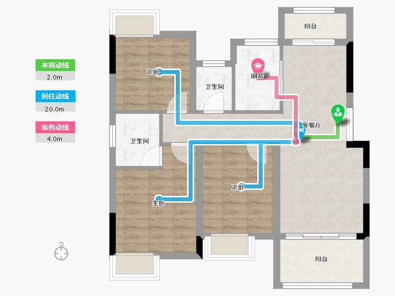 江西省-赣州市-正祥清华园-76.98-户型库-动静线