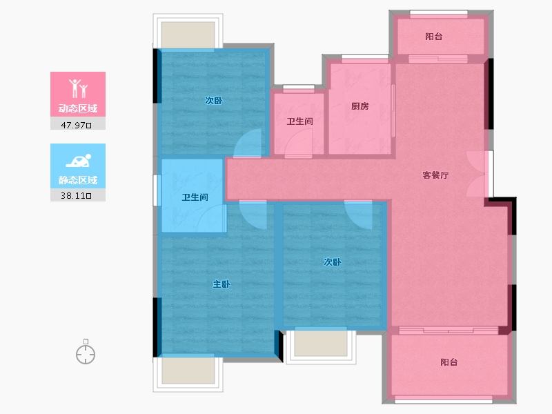 江西省-赣州市-正祥清华园-76.98-户型库-动静分区