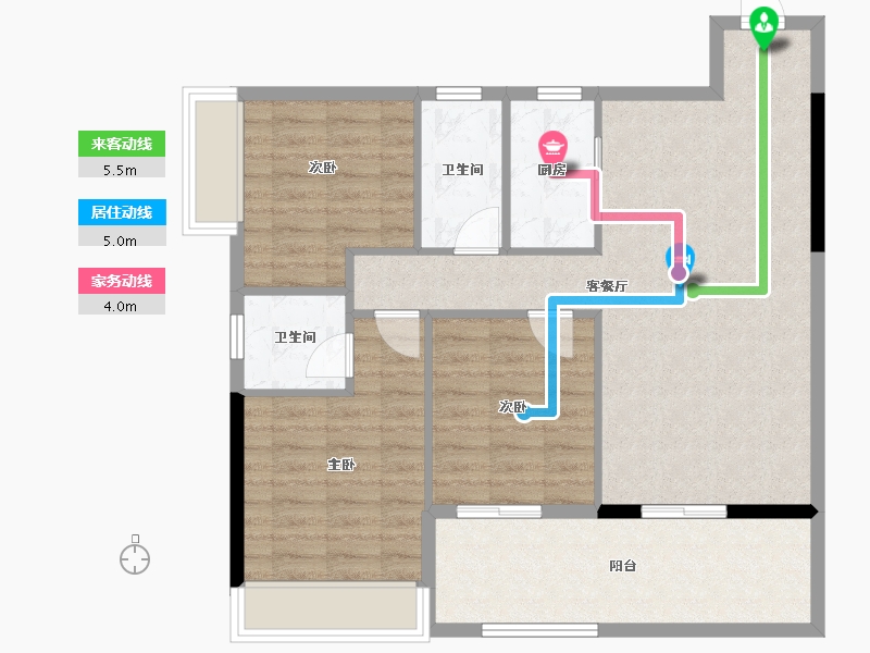 广西壮族自治区-河池市-绿锦华府-88.60-户型库-动静线