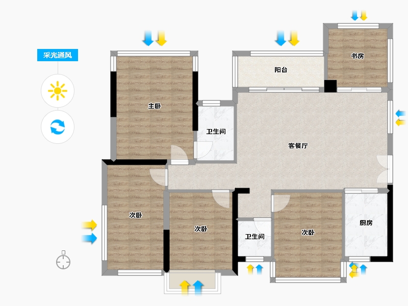 广西壮族自治区-崇左市-阳光珑悦府-112.48-户型库-采光通风