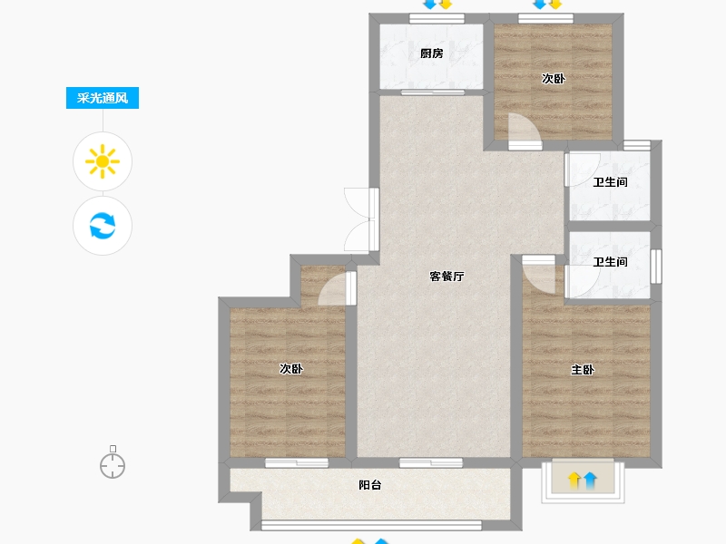 山西省-运城市-阅山府-82.04-户型库-采光通风